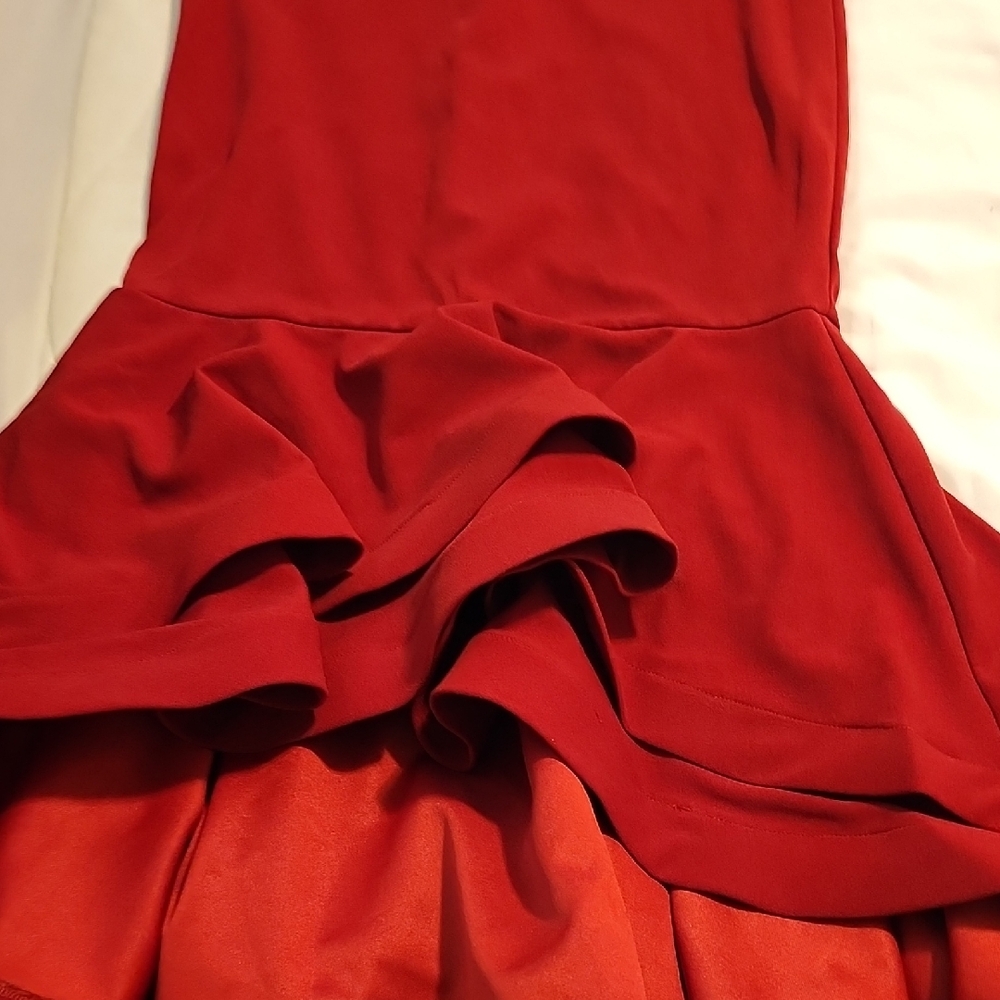 Elegant Red High Low Skirt